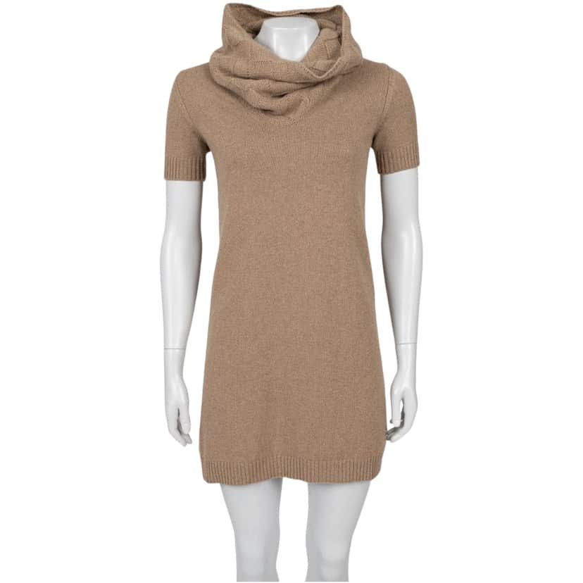 Loro Piana Turtleneck Dress Brown Wool Very good condition - Front View