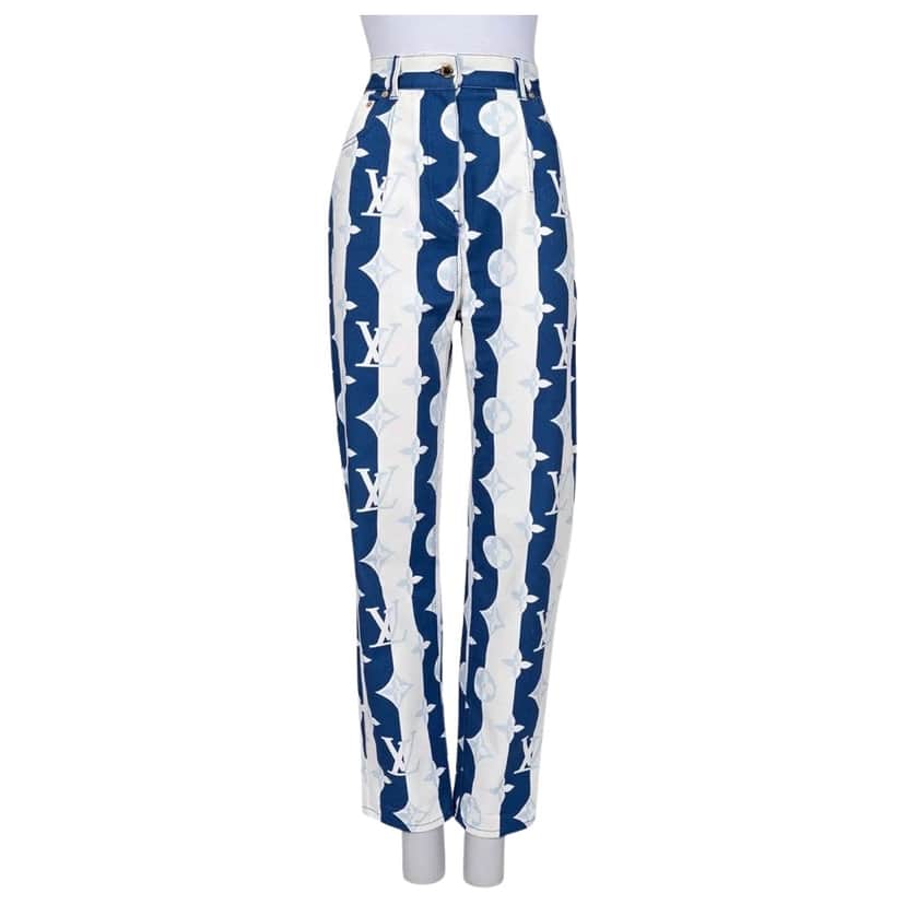 Louis Vuitton Monogram Striped Tapered Jeans MultiColor Cotton Very good condition - Front View