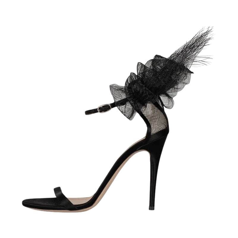 Valentino Garavani Valentino Bow Stiletto Sandals Black Suede Very good condition - Front View