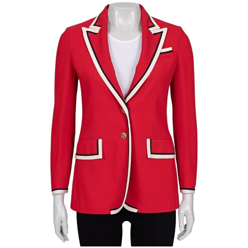 Gucci Fitted Jacket Contrast Trim Red Very good condition - Front View