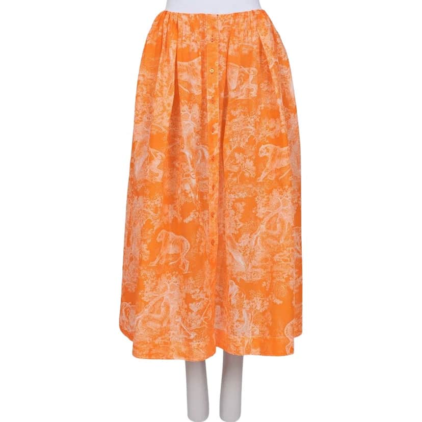 Dior Christian Printed Voluminous Skirt Orange Cotton Very good condition - Front View