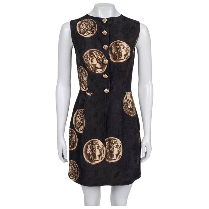 Dolce & Gabbana SS14 Fitted Dress Black Cotton Very good condition - Front View