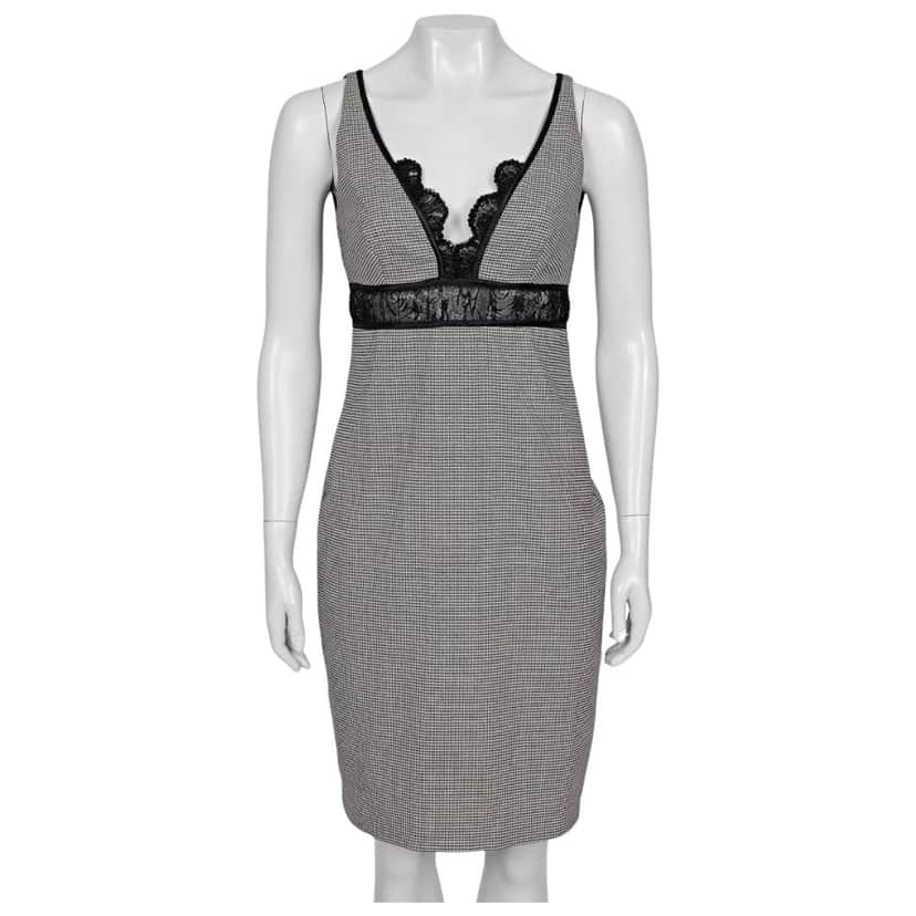 Roberto Cavalli Lace Blend Dress Black Wool Very good condition - Front View