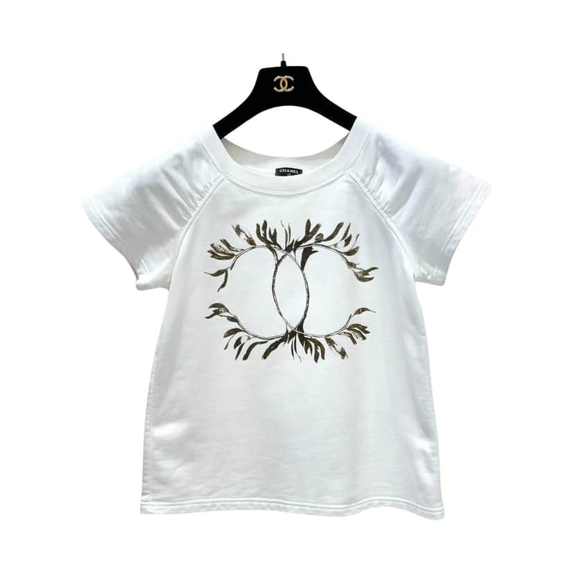 Chanel Iconic CC Logo T Shirt White Cotton Very good condition - Front View