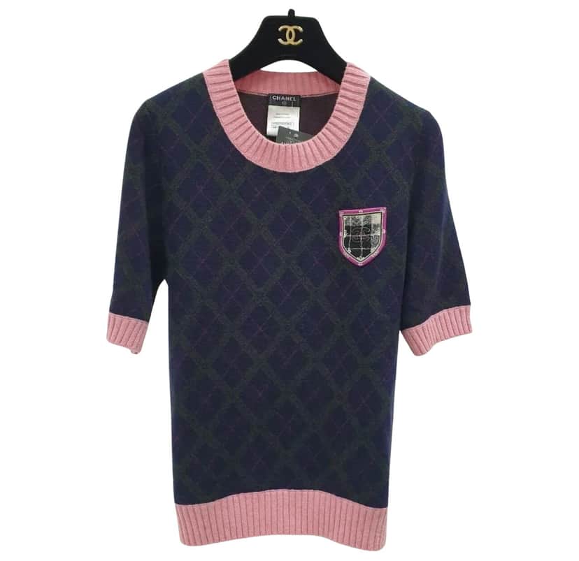 Chanel Top Shoulder Buttons Blue Cotton Very good condition - Front View