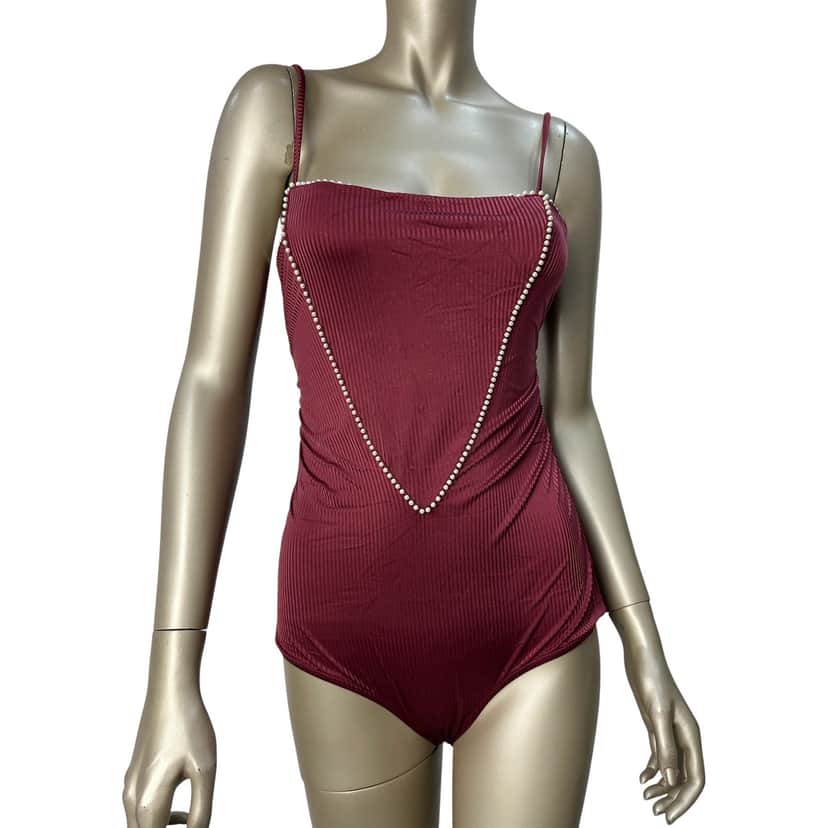 Chanel Swimsuit Burgundy Cotton Very good condition - Front View