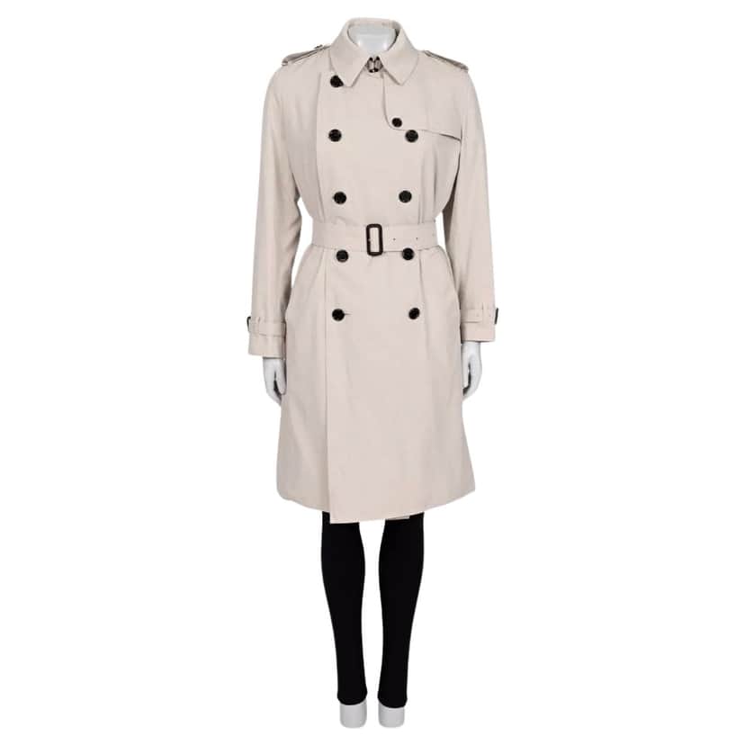 Burberry Double Breasted Trench Coat White Cotton Very good condition - Front View