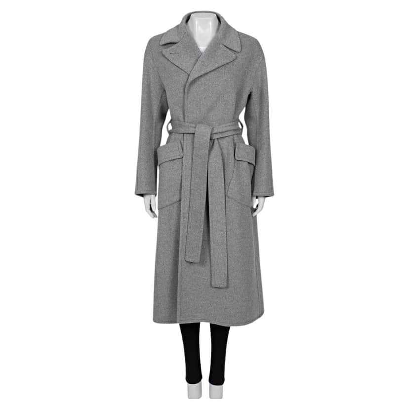 Loro Piana Wrap Coat Grey Cotton Very good condition - Front View