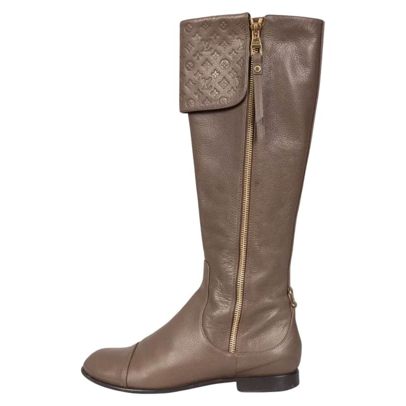 Louis Vuitton Knee Boots Zippers Brown Leather Very good condition - Front View