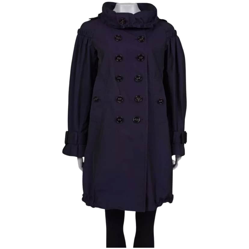 Burberry Double Breasted Coat Purple Cotton Very good condition - Front View