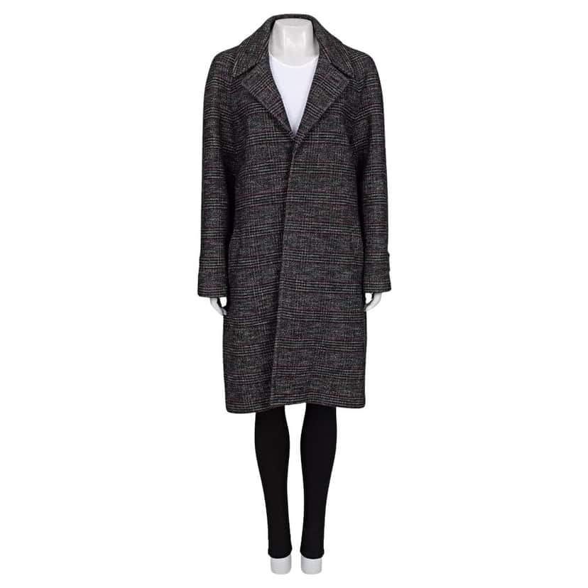 Celine Prince of Wales Check Coat Black Cotton Very good condition - Front View