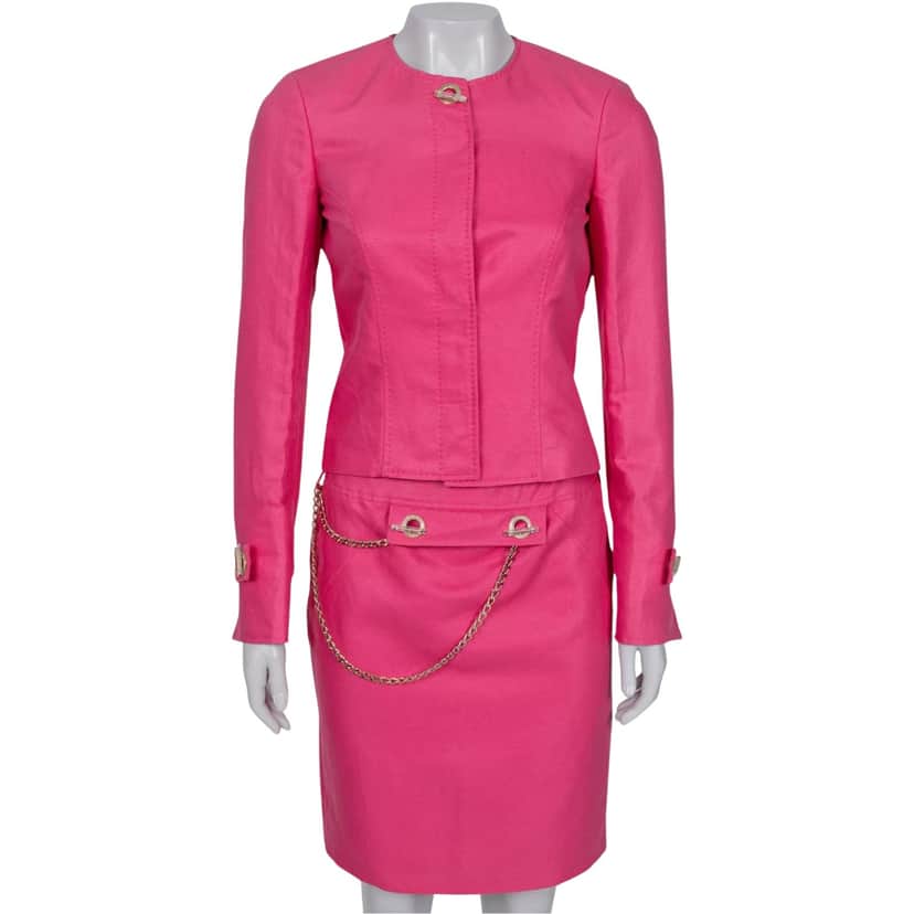 Versace Skirt Suit Pink Cotton Very good condition - Front View