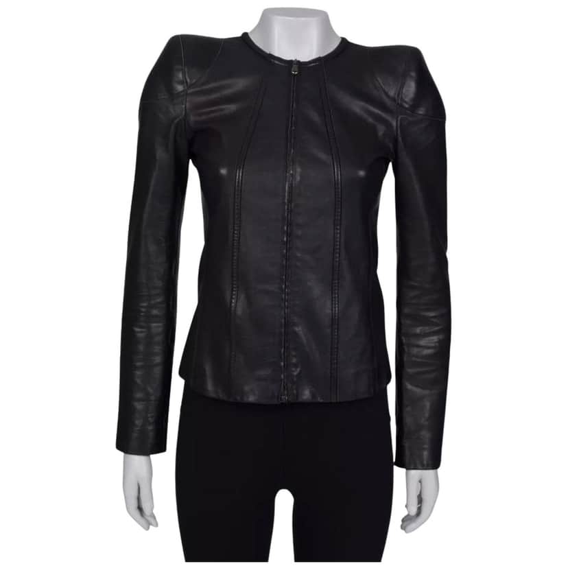 Roberto Cavalli Jacket Black Leather Very good condition - Front View