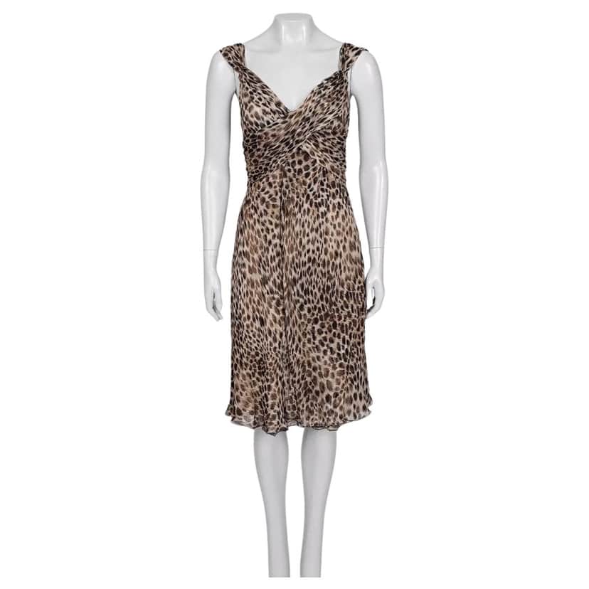 Valentino Garavani Valentino Animal Print Dress Brown Silk Very good condition - Front View