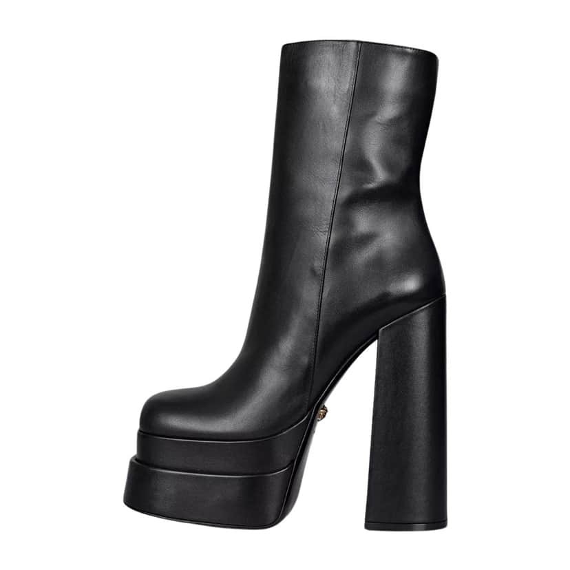 Versace Intrico Ankle Boots Black Leather Very good condition - Front View