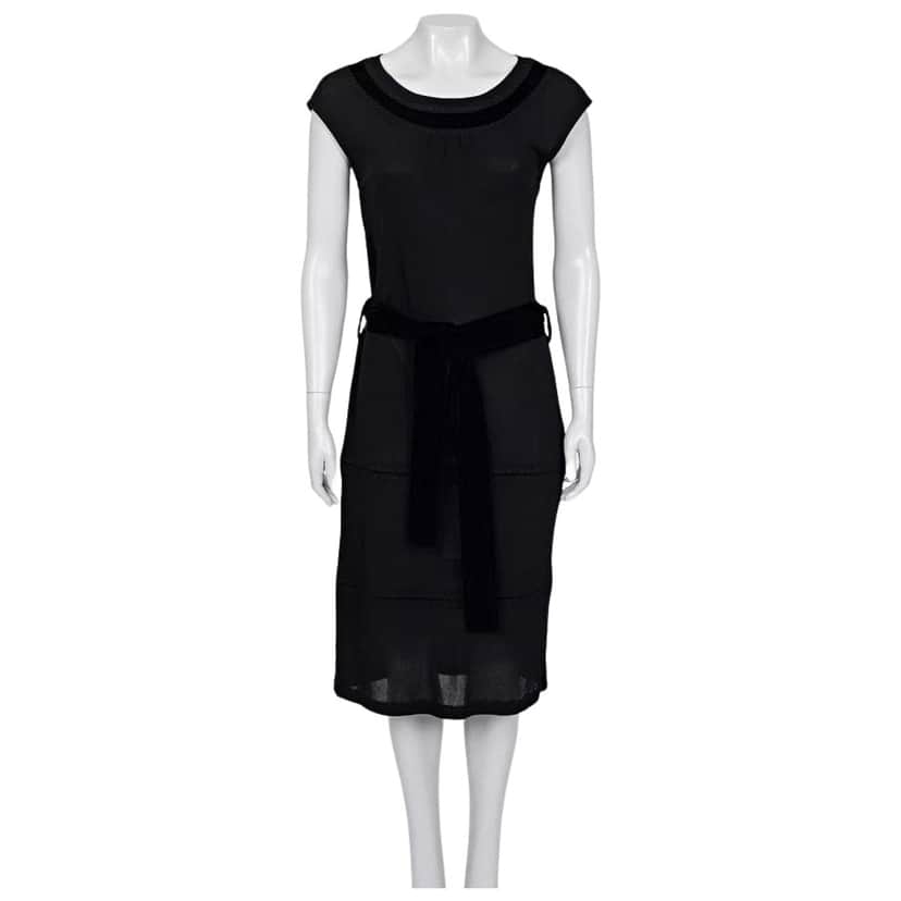 Saint Laurent Trim Dress Size Large Black Silk Very good condition - Front View