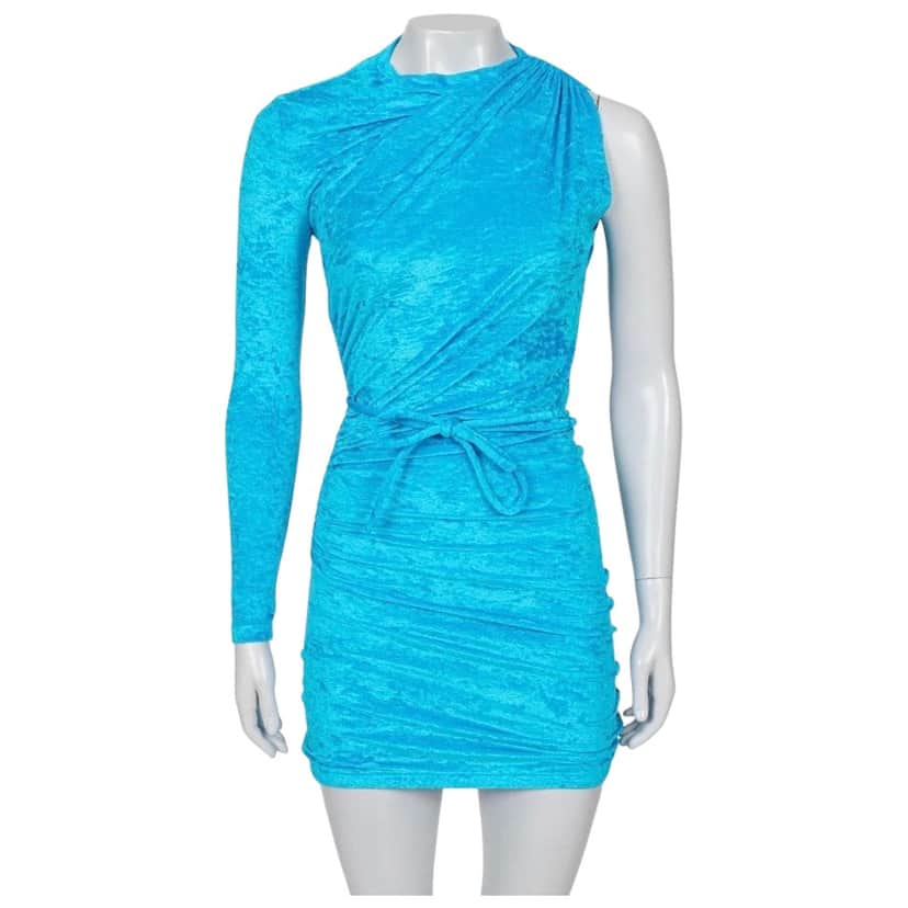 Balenciaga Light One Shoulder Fitted Dress Blue Very good condition - Front View