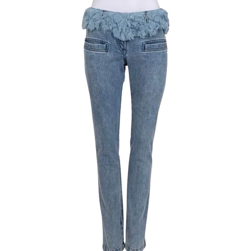 Chanel Light Straight Trim Jeans Blue Leather Very good condition - Front View