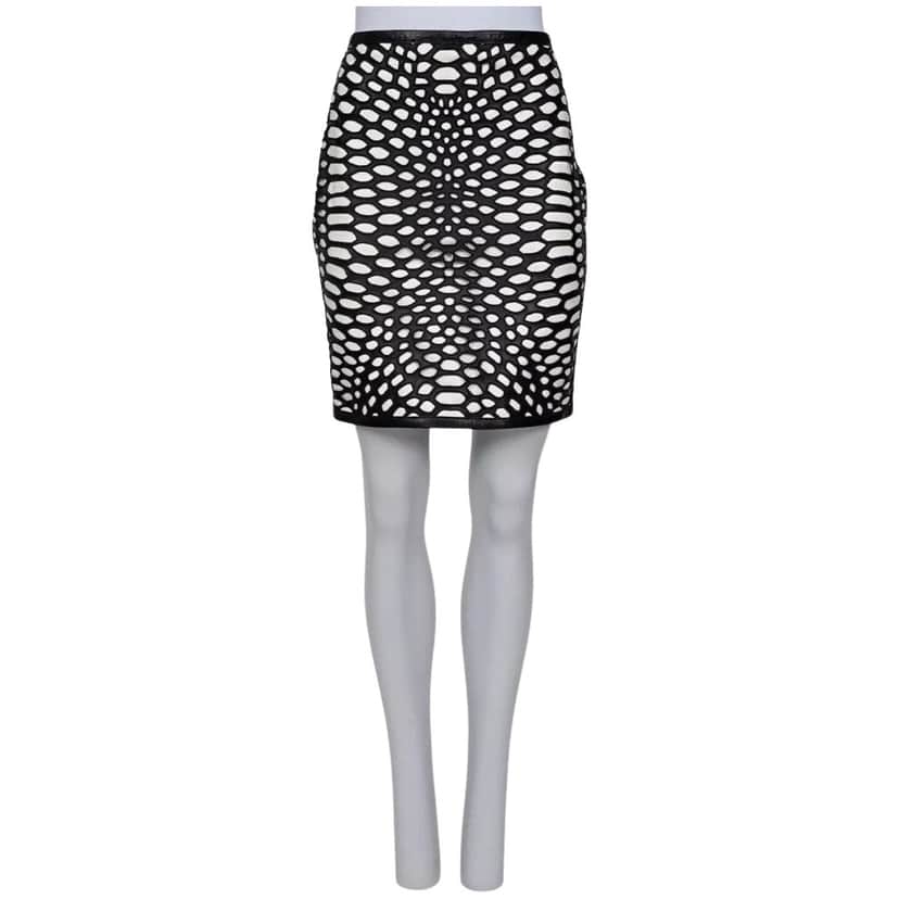 Tom Ford Perforated Skirt Black Leather Very good condition - Front View