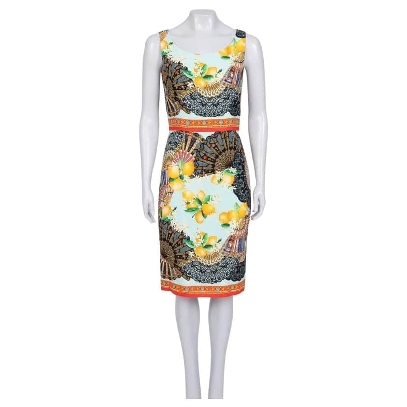 Dolce & Gabbana Dress Vibrant Print MultiColor Silk Very good condition - Front View
