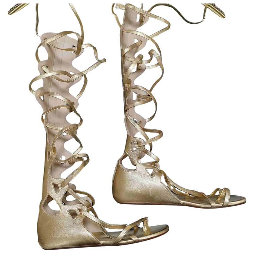 Chanel Gladiator Sandals Gold Leather Very good condition - Front View