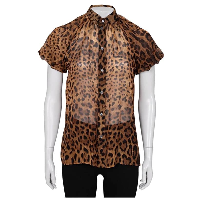 Dolce & Gabbana Animal Print Blouse Brown Silk Very good condition - Front View