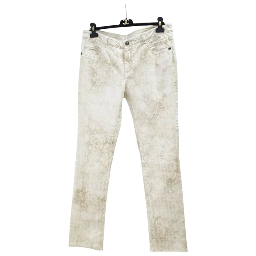 Chanel Camélias Print Jeans Black Cotton Good condition - Front View