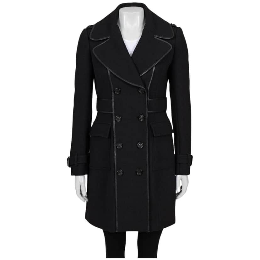 Burberry Double Breasted Blend Coat Black Wool Very good condition - Front View