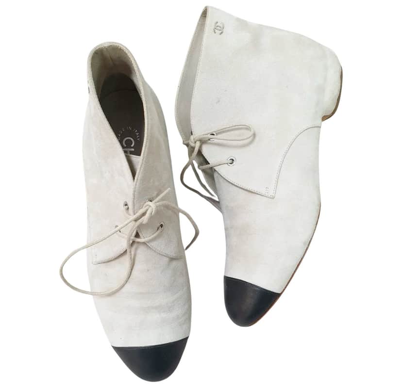 Chanel Lace Up Ankle Boots Booties Black Suede Very good condition - Front View