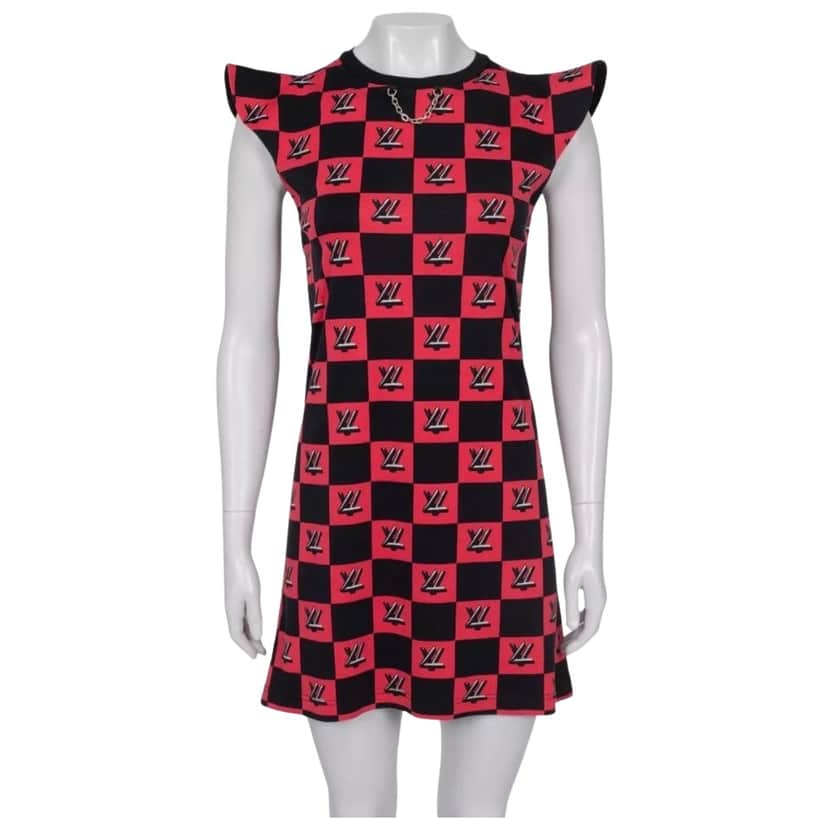 Louis Vuitton Monogram Check Dress Black Cotton Very good condition - Front View