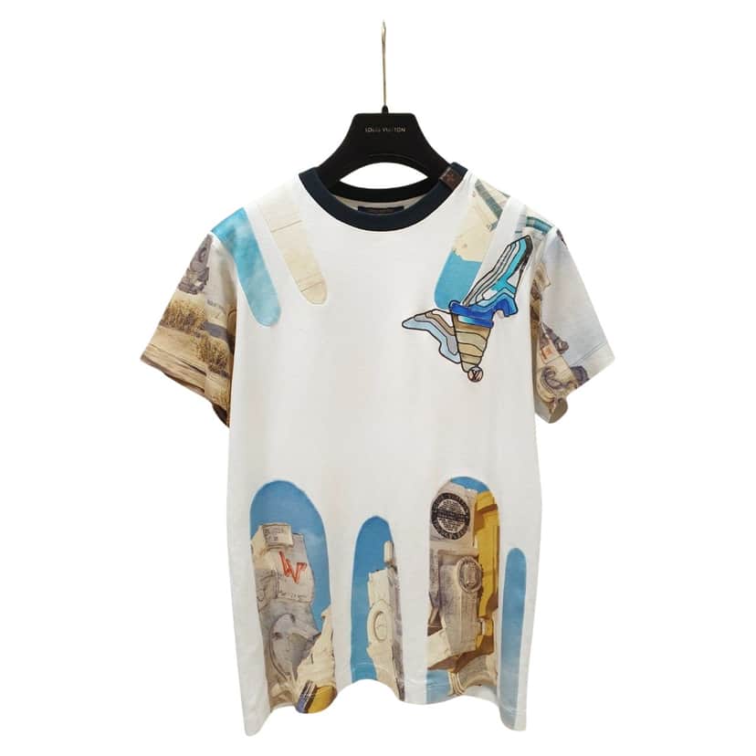 Louis Vuitton Logo Tee White Cotton Very good condition - Front View