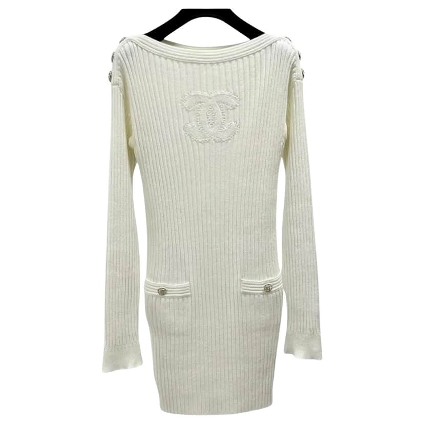 Chanel CC Logo Knited Dress Black Cotton Very good condition - Front View