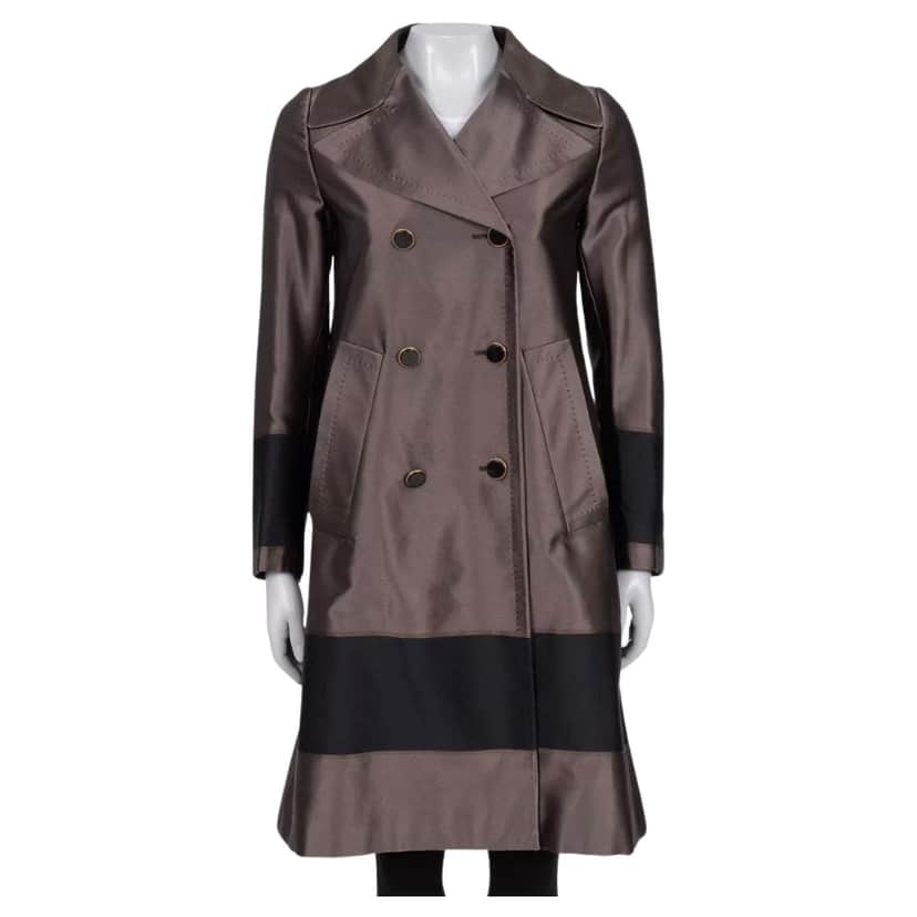 Gucci Double Breasted A Line Coat Black Cotton Very good condition - Front View