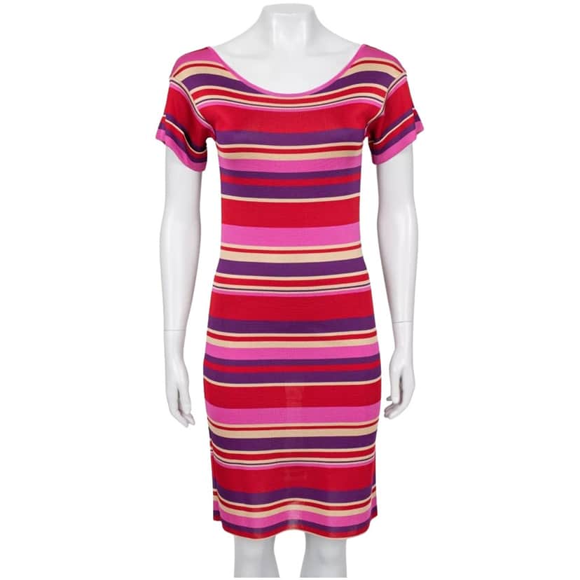 Dior Christian Striped Fitted Dress MultiColor Good condition - Front View