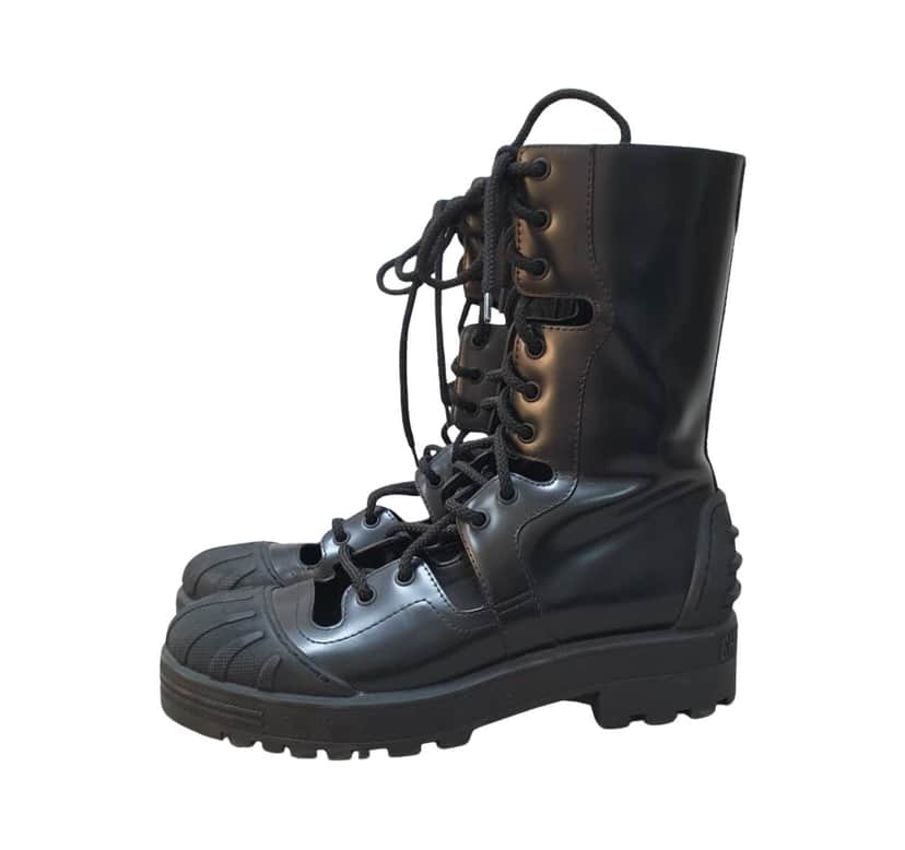 Dior Combat Boots Black Leather Very good condition - Front View