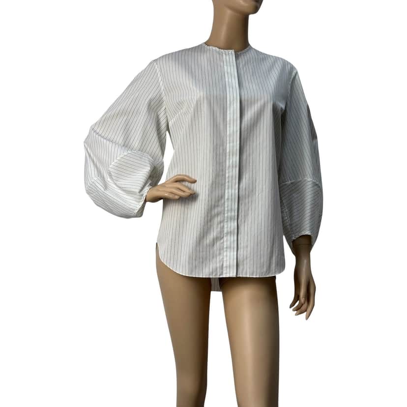 Dior Christian Striped Voluminous Sleeves Shirt Black Cotton Very good condition - Front View