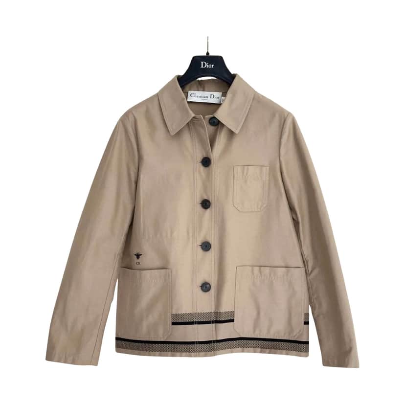 Dior Christian Caro Trench Jacket Beige Cotton Very good condition - Front View