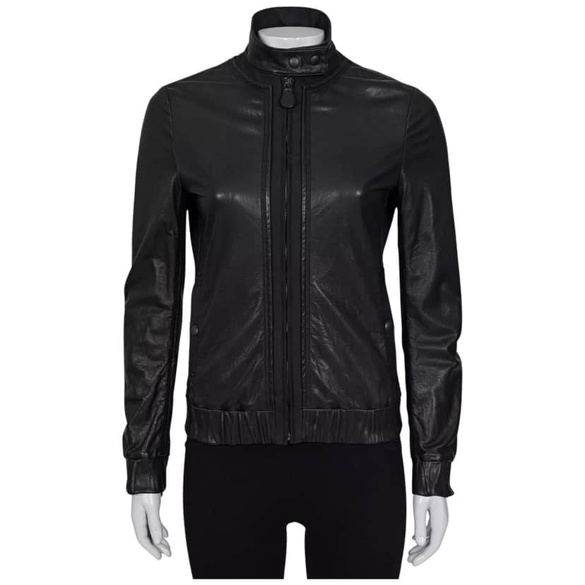 Bottega Veneta Jacket Black Leather Very good condition - Front View
