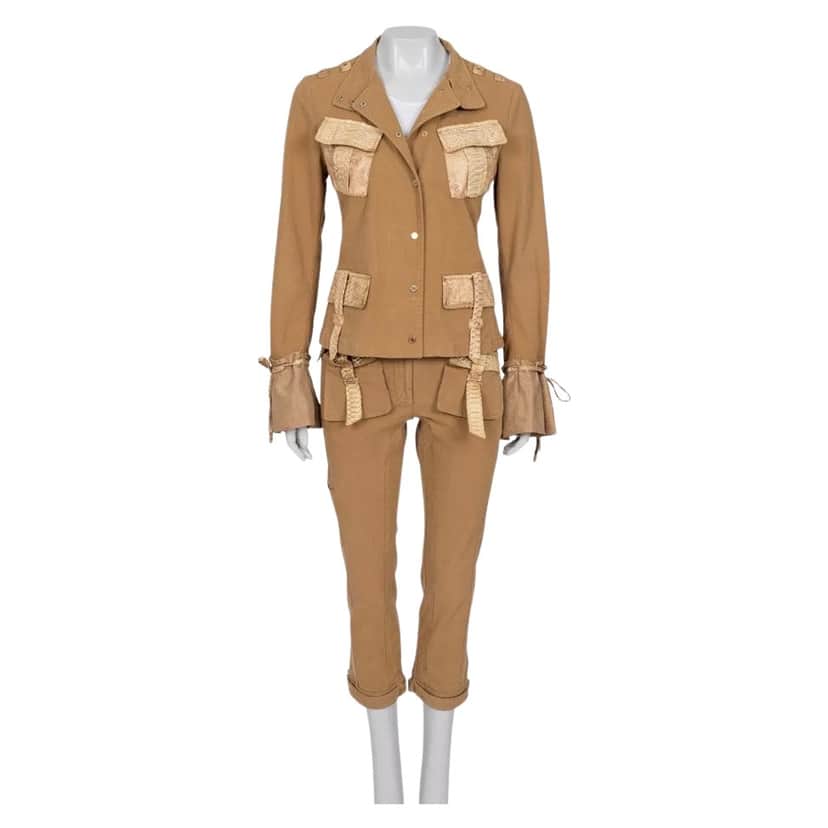 Roberto Cavalli Animal Print Suit Cropped Pants Black Cotton Very good condition - Front View