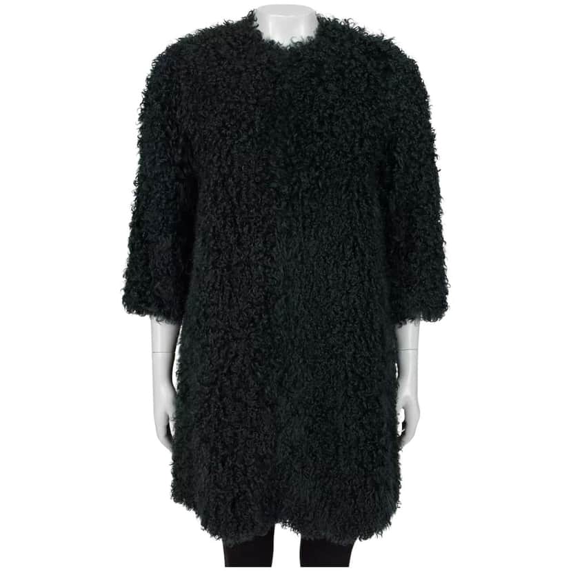 Max Mara Dark Karakul Coat Green Good condition - Front View