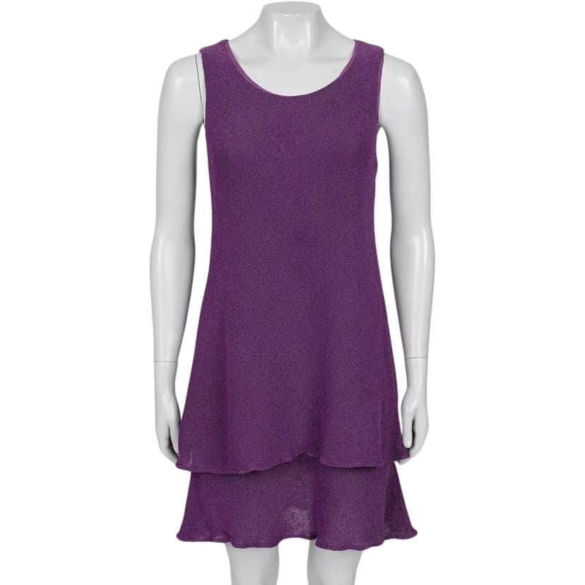 Chanel A Line Dress Purple Cotton Very good condition - Front View