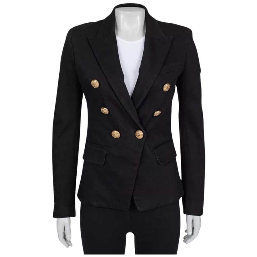 Balmain Fitted Jacket with Signature Buttons Black Cotton Very good condition - Front View