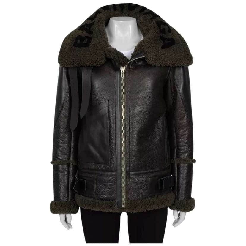 Balenciaga Sheepskin Oversized Coat Green Cotton Very good condition - Front View