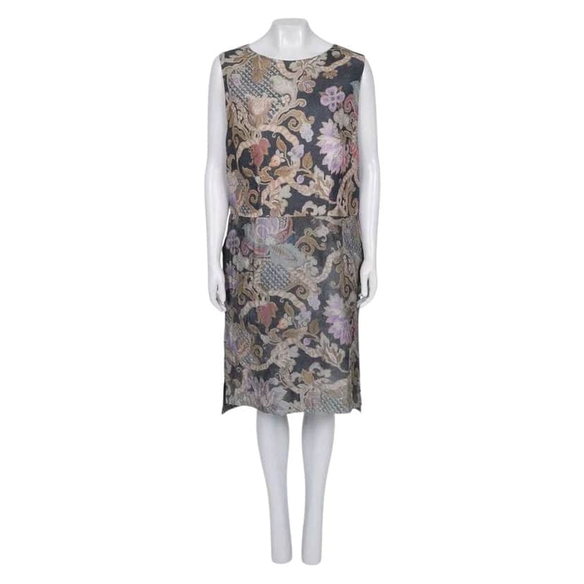 Dries Van Noten Floral Print Midi Dress MultiColor Silk Very good condition - Front View