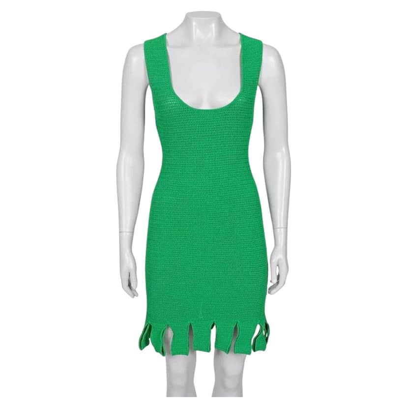 Bottega Veneta Knitted Dress Green Cotton Very good condition - Front View