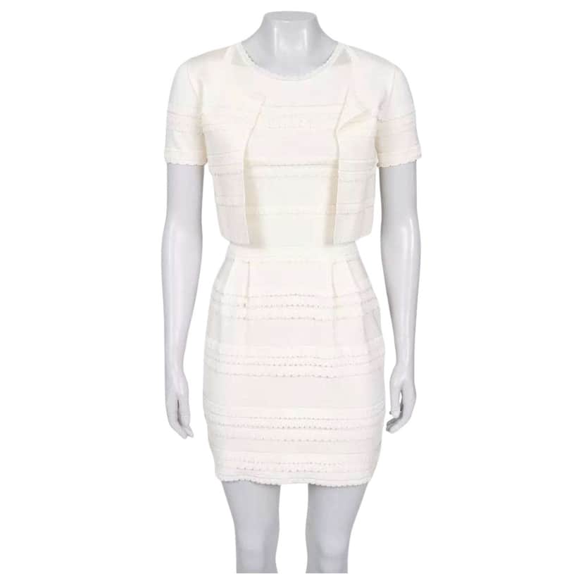 Dior Christian Dress Jacket Set White Cotton Very good condition - Front View