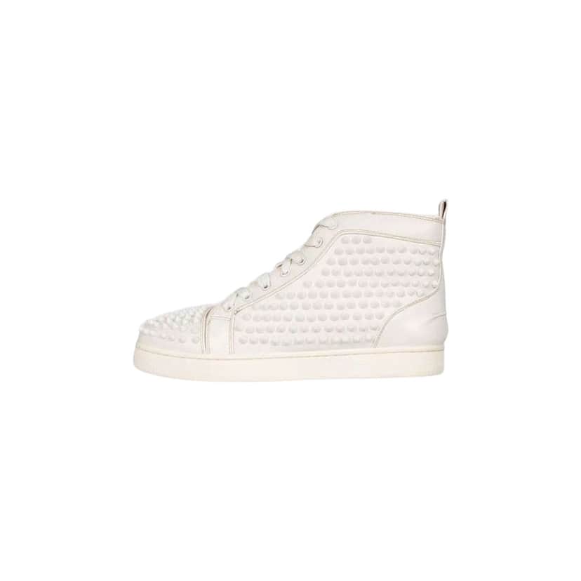 Christian Louboutin Spiked Sneakers White Leather Very good condition - Front View