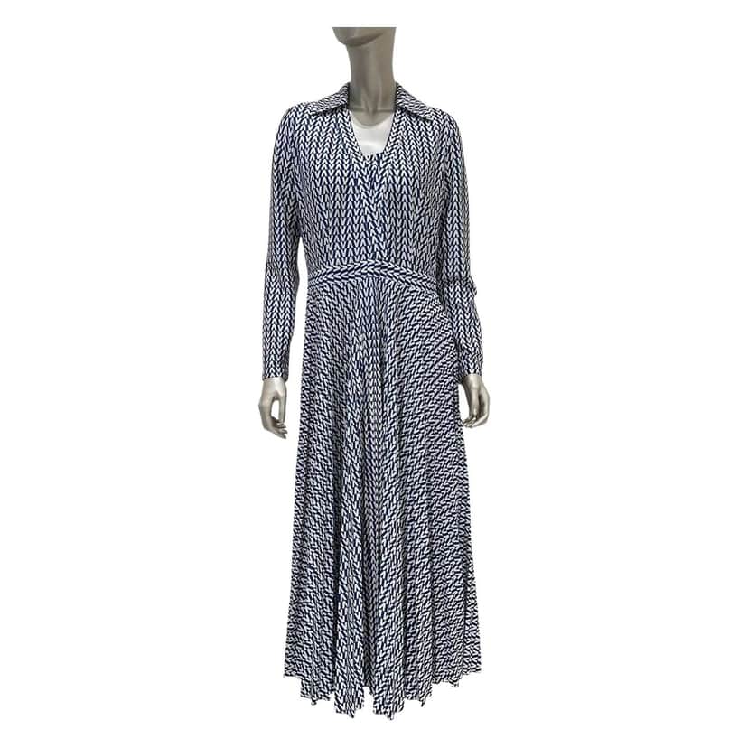 Valentino Garavani Valentino V Print Maxi Dress Blue Cotton Very good condition - Front View