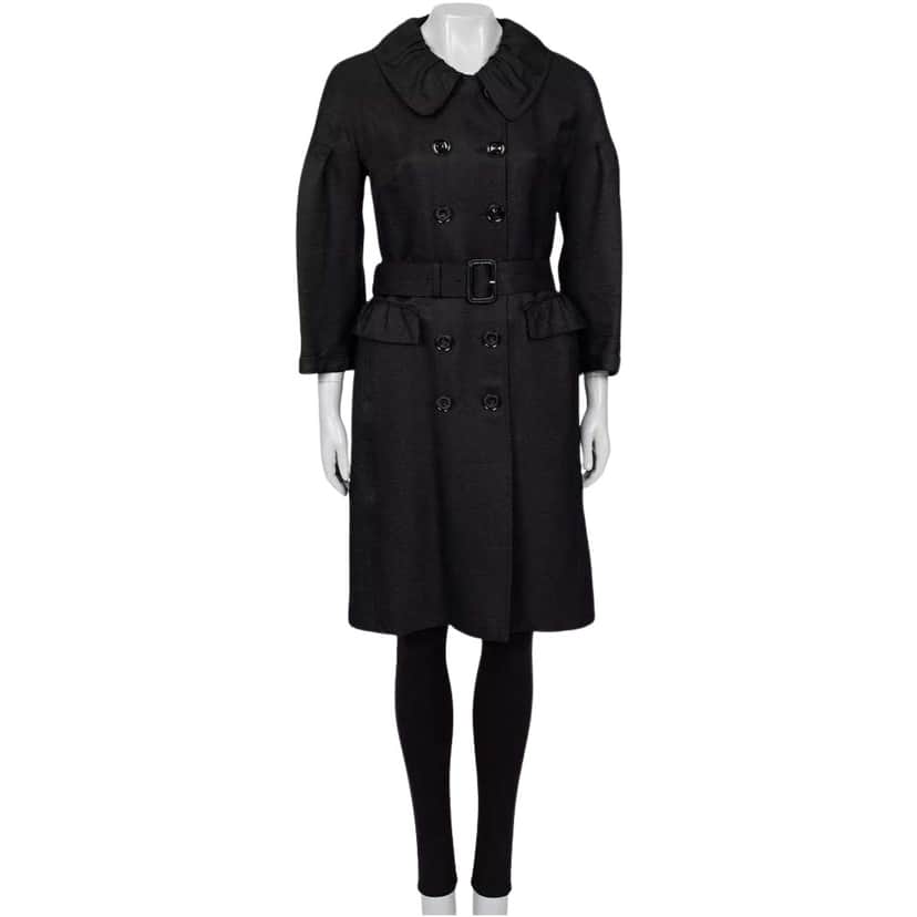 Burberry Fitted Trench Coat Black Silk Very good condition - Front View