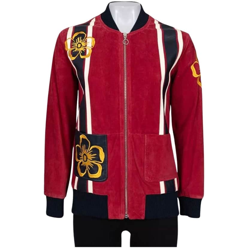 Valentino Garavani Valentino Spa Embroidered Jacket / Red Leather Very good condition - Front View